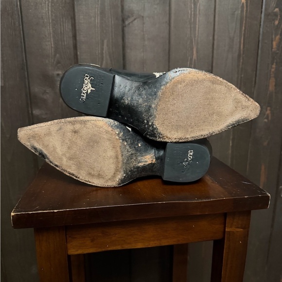 Vintage Old Gringo Leather Boots Black & White Studded Sz 8B Women’s Pointed Toe - Picture 8 of 11